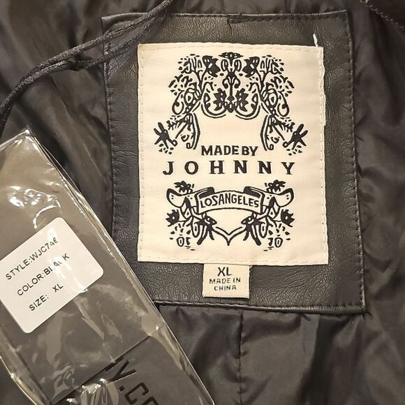 MADE BY JOHNNY Vegan Leather Moto Jacket Size XL Edgy‎ Streetwear Fall Layers - Picture 7 of 8
